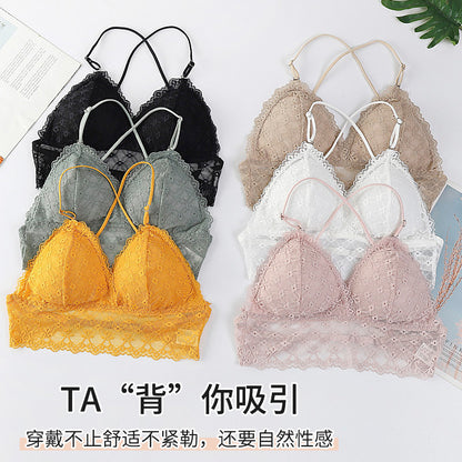 Sexy Lace Straps Wrap Chest Women&#039;s Autumn And Summer Thin Breathable European And American Back Tube Top Short Underwear Adjustment Belt Bra