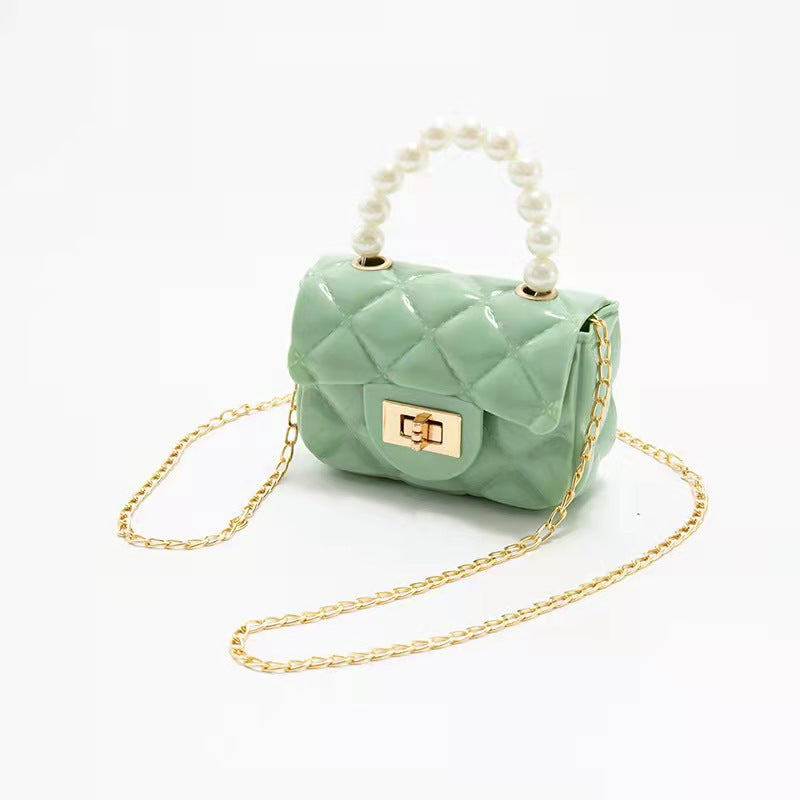 Jelly Bag Ladies Shoulder Tote Bag Women Fashion Pearl Chain Portable Mini Diagonal Small Bag Factory Spot