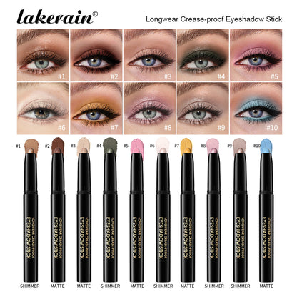 Cross-border Lakerain Cream Eyeshadow Stick Matte Pearlescent Gradient Eyeshadow One-touch Molding Lazy Eyeshadow Pen