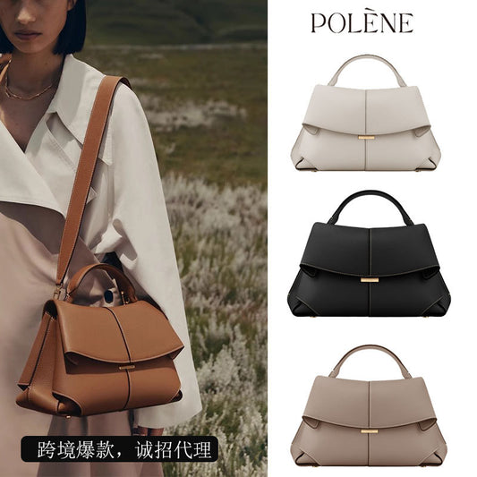 New Niche Polene Smile Bag High-End Pleated Genuine Leather Handbag For Women Cross-Body