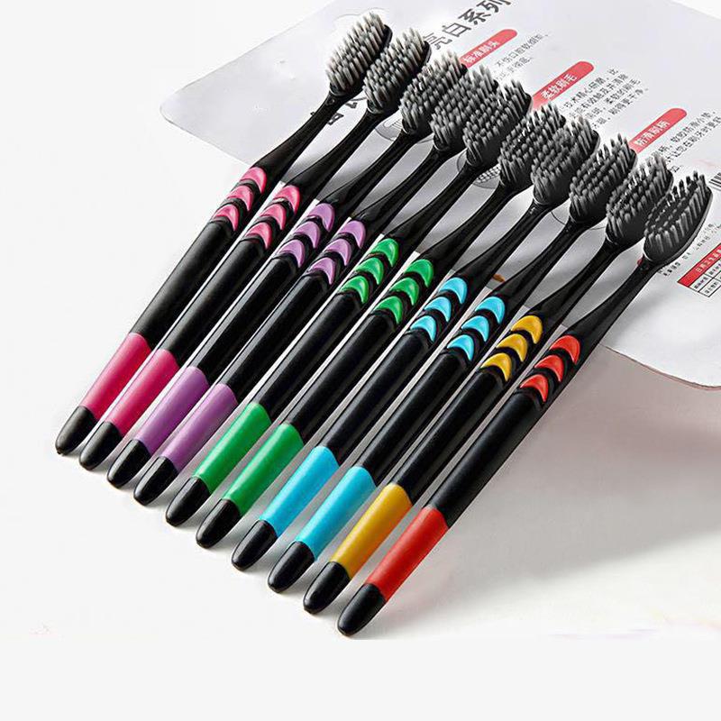 10 Packs Of Soft-bristled Toothbrushes Small Moon Bamboo Charcoal Hair Ultra-fine Ultra-soft Adult Student Toothbrush Family Affordable Package