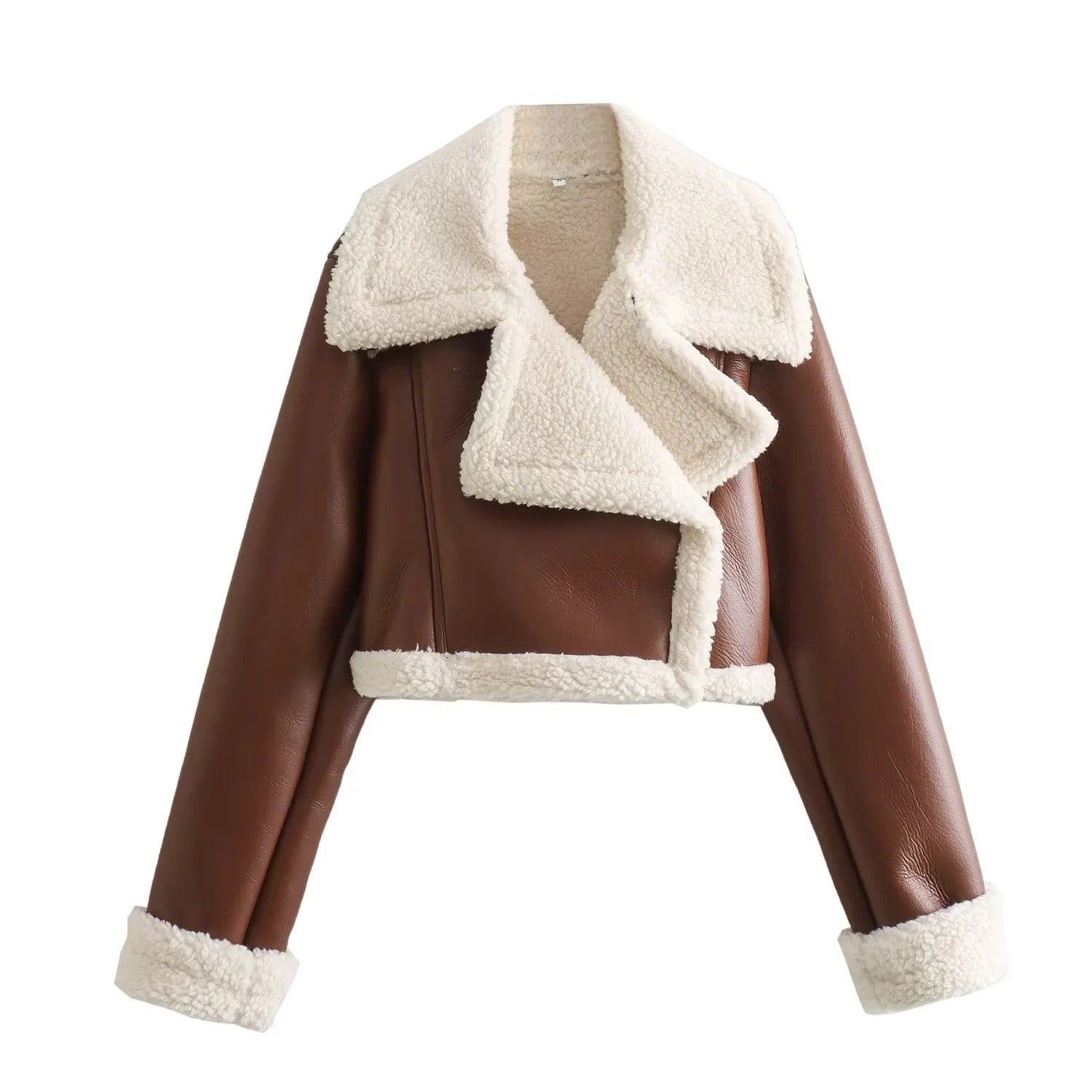 Foreign Trade List! European And American Women&#039;s Lapel Fur Fleece Double-Sided Short Jacket Coat 4341806