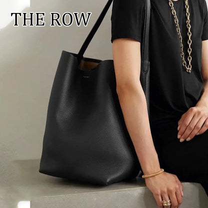 The Row Bucket Bag Genuine Leather Large Capacity Tote Bag European And American Fashion Shoulder Casual Women&#039;s Bag