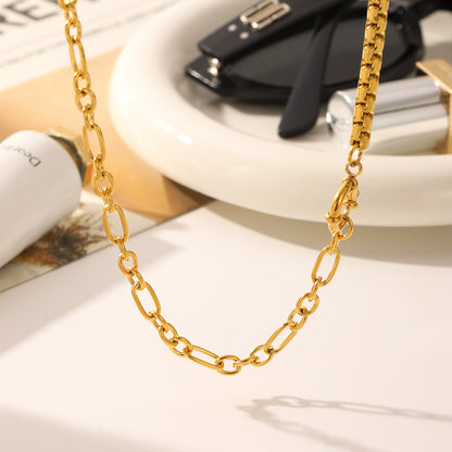 Cross-border World Best-selling Stainless Steel Splicing Chain Necklace Niche High-end Sense Spring Buckle Handmade Chain Titanium Steel Necklace Decoration