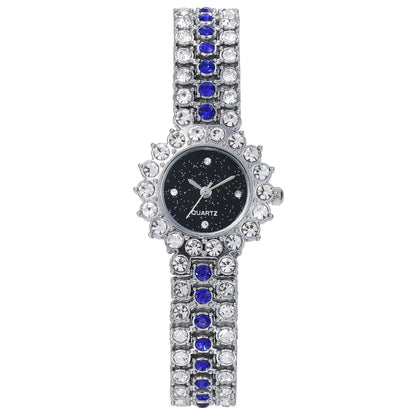Fashion Full Diamond Women&#039;s Watch Bracelet Watch Star Surface Simple Temperament Round Water Diamond British Watch