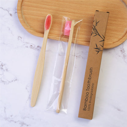 Disposable Bamboo Toothbrush Hotel B&amp;B Bamboo Toothbrush Bamboo Charcoal Soft Kraft Paper Box