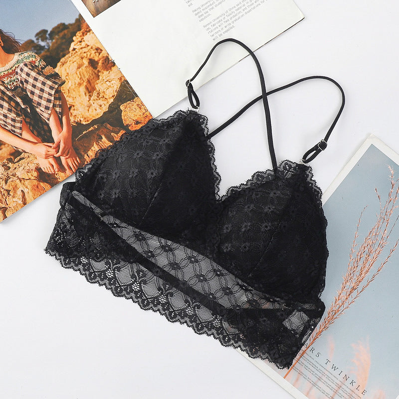 Sexy Lace Straps Wrap Chest Women&#039;s Autumn And Summer Thin Breathable European And American Back Tube Top Short Underwear Adjustment Belt Bra