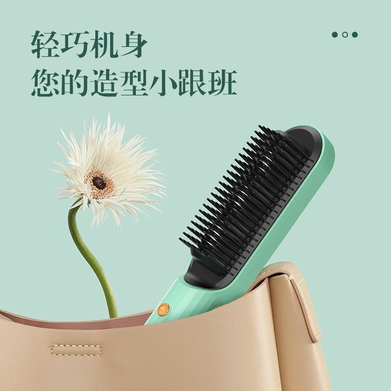 New Hair Straightening Comb Negative Ion Hair Straightener Straight Hair Curling Dual-Use Electric Curling Comb With Inner Buckle Lazy Curling Iron