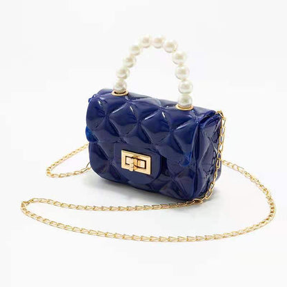 Jelly Bag Ladies Shoulder Tote Bag Women Fashion Pearl Chain Portable Mini Diagonal Small Bag Factory Spot