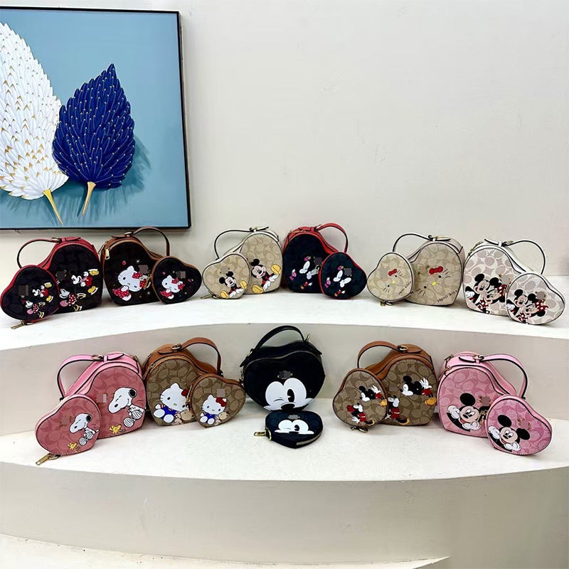 Women&#039;s Bag Cartoon Heart-shaped Bag Trendy All-match Shoulder Bag Personalized Messenger Bag