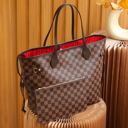 Original Classic Old Flower Women&#039;s Bag Carryal Bag Shopping Bag Neverful Checkerboard Tote Bag