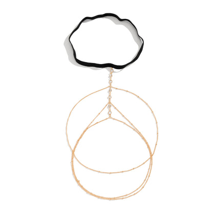 European And American Cross-border Jewelry Sexy Beach Imitation Pearl Body Chain Simple Stretch Star Rhinestone Tassel Thigh Chain