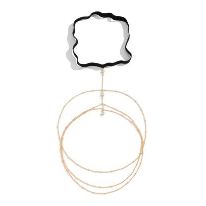 European And American Cross-border Jewelry Sexy Beach Imitation Pearl Body Chain Simple Stretch Star Rhinestone Tassel Thigh Chain