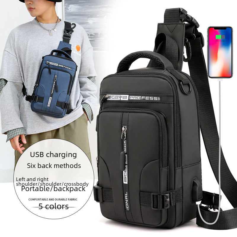 New Men&#039;s Multi-functional Chest Bag Fashion Casual Shoulder Messenger Bag Waterproof Space Cloth Small Backpack