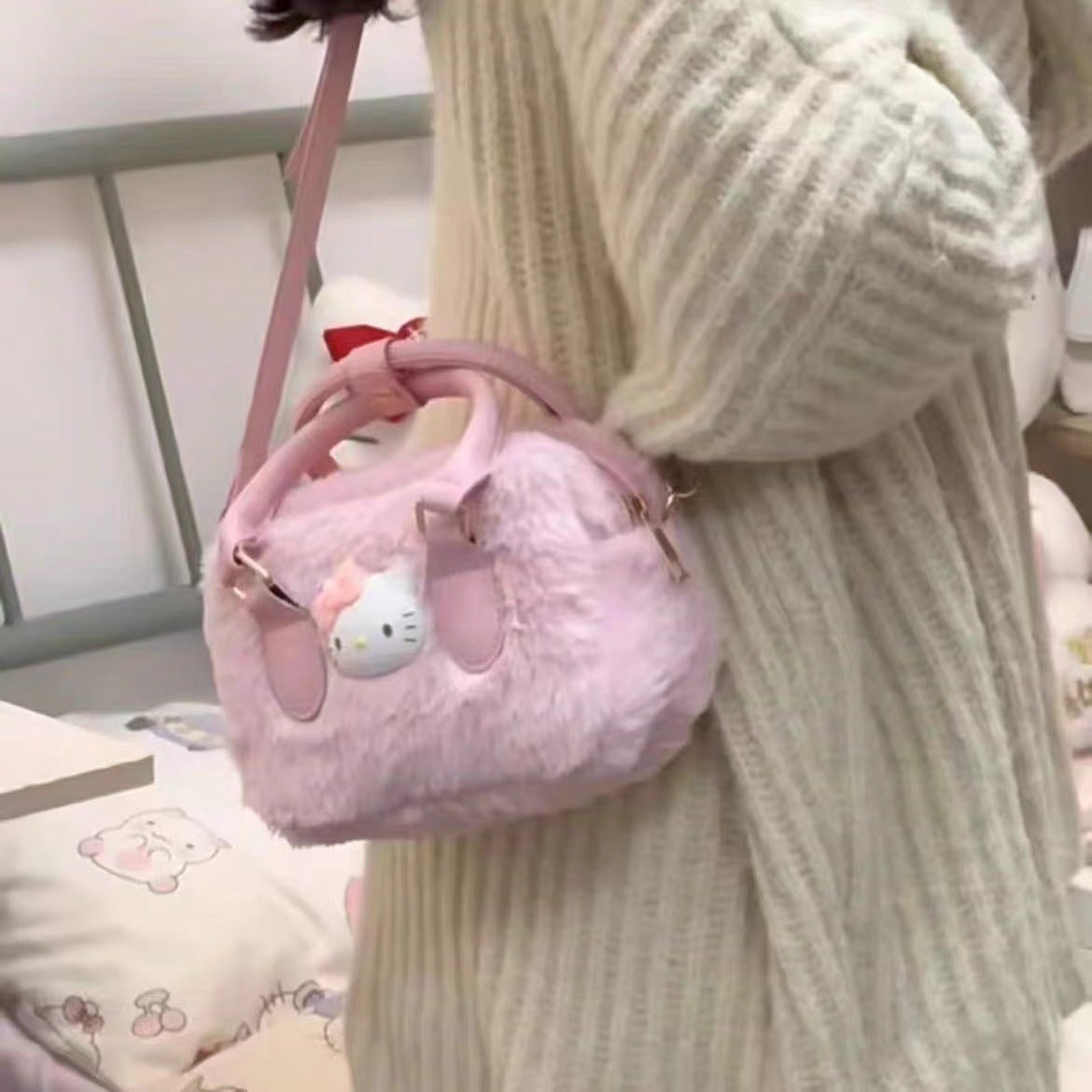 New Kitty Furry Handbag Texture Niche Fashion Versatile One-Shoulder Cross-Body Furry Bag