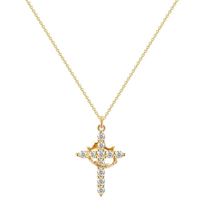 S925 Sterling Silver Full Diamond Cross Necklace Necklace American Hip Hop Joker Niche Design Sense