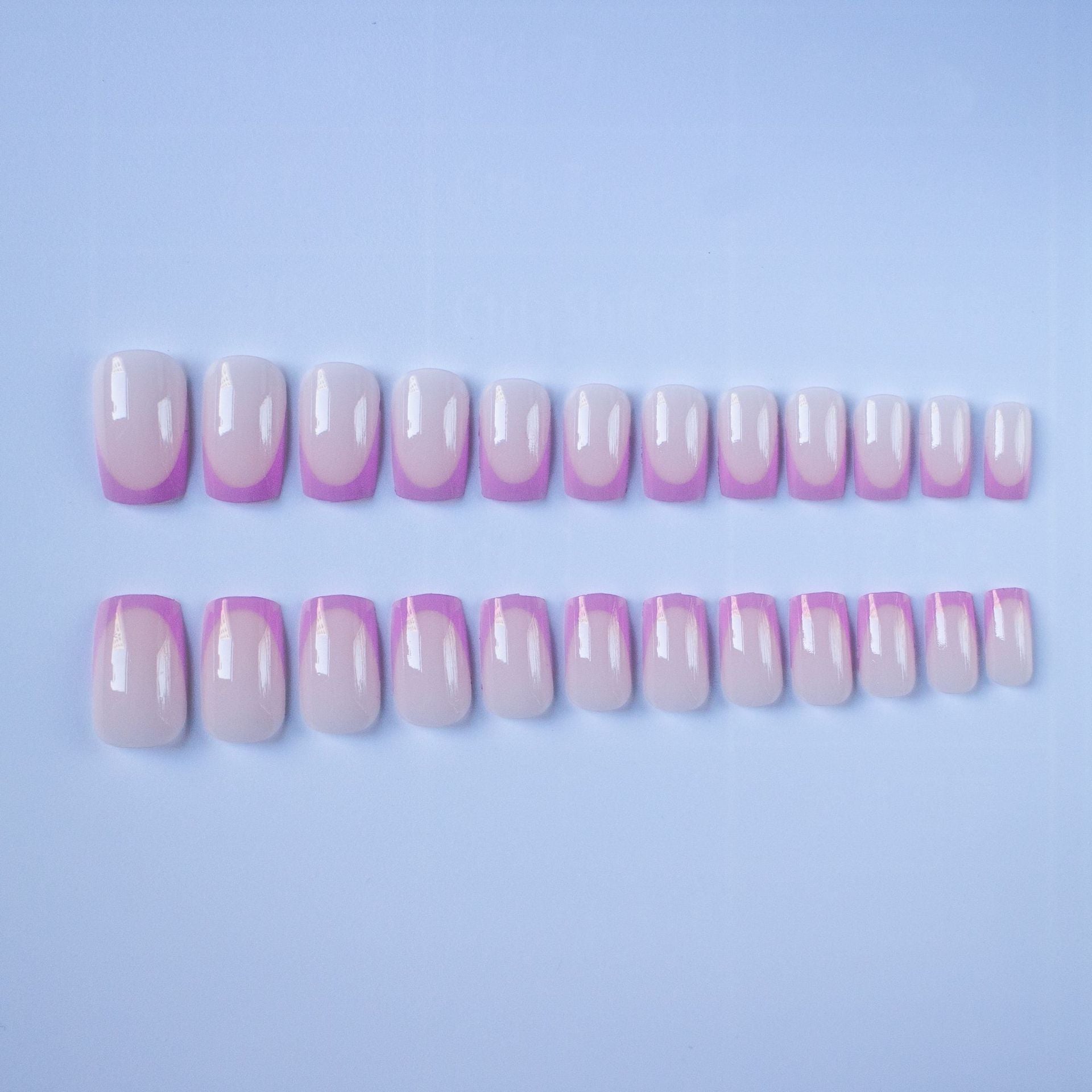 Wear Armour European And American Square Head Purple French Simple Nail Art 24 Removable Fake Nails