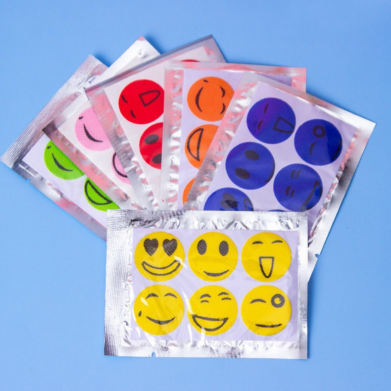 Cartoon Six-Pack Repellent And Anti-Mosquito Stickers For Summer Outdoor Cool Smiling Face Mosquito Repellent Stickers With Cute Expressions And Plant Essential Oil Anti-Mosquito Stickers