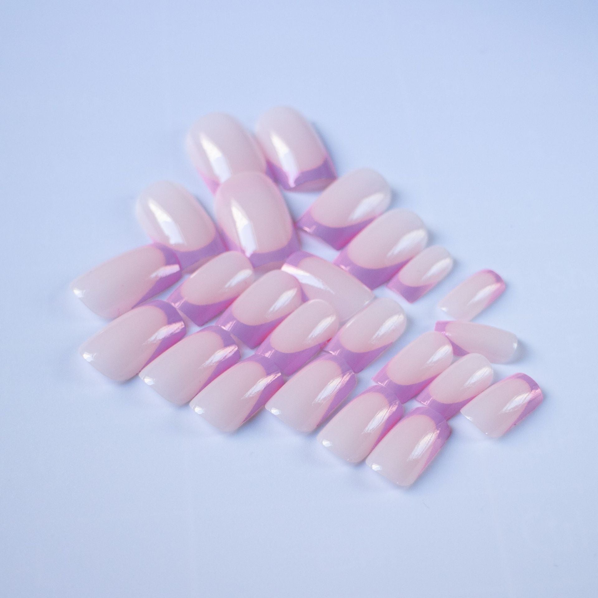 Wear Armour European And American Square Head Purple French Simple Nail Art 24 Removable Fake Nails