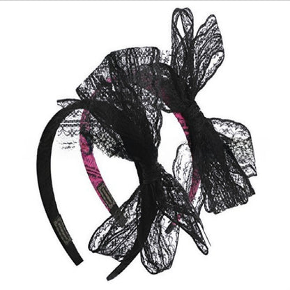European And American Amazon Lace Bow Headband Wide-brimmed Women&#039;s Retro Big Bow Headband Hair Accessories Hair Clips New