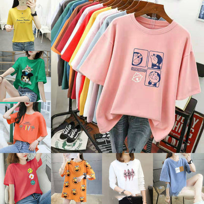 Foreign Trade Inventory Women&#039;s Summer New Style Hedging Ladies Short-sleeved T-shirt Wholesale Tail Goods Clearance Stall 1688 Clothing